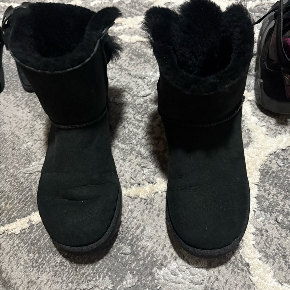 Black Suede Fur-Lined Boots